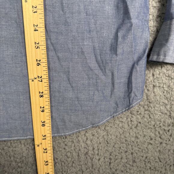 J Crew Shirt Mens XL Blue Lightweight Chambray Button Up Work Wear Pocket FLAWS - Picture 10 of 11
